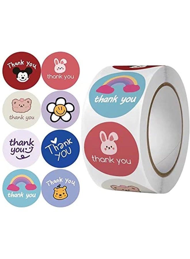 Premify 1Inch Thank You Stickers, 500 Pieces Thank You Labels For Gift Wrapping, Baking Packaging, Envelope Seals, Small Business, Birthday, Wedding, Party Gift Wrap Bag, Round Label For Gift Shop - Image 1