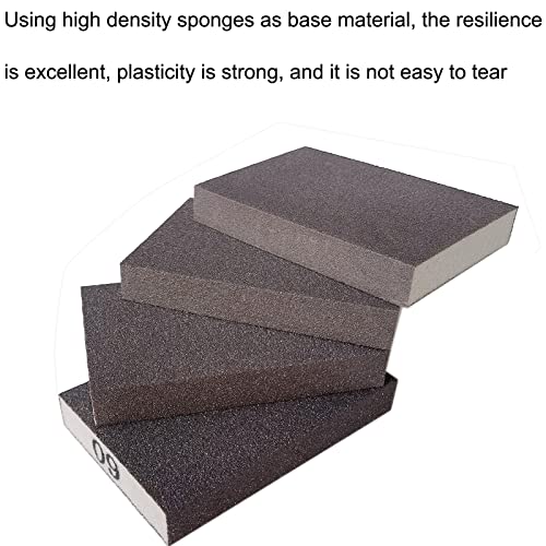 Tonmp 12 Pack Sanding Sponge Kit - 60 80 120 220 Grit Washable and Reusable Sanding Block, Sander Sponges for Drywall Metal, Sandpaper Sponge Sanding Blocks for Wood - Image 4