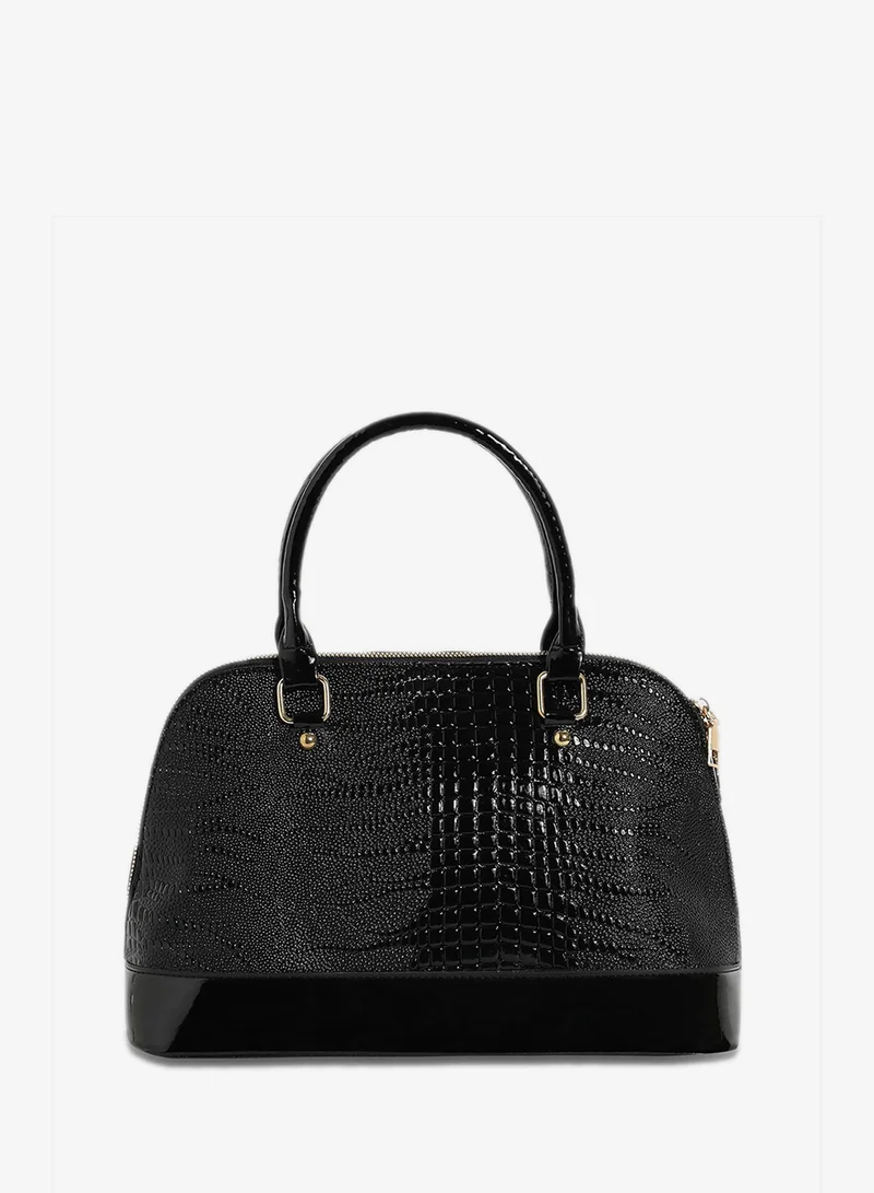Haute Sauce Croc Top Handle Handbag - Black