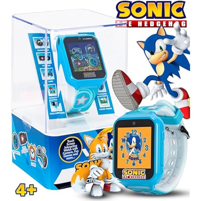 rayihni Kids Sega Sonic The Hedgehog Blue Educational Touchscreen Smart Watch Toy For Boys, Girls, Toddlers - Selfie Cam, Learning Games, Alarm, Calculator, Pedometer (Model: Snc4133Az) - Image 3