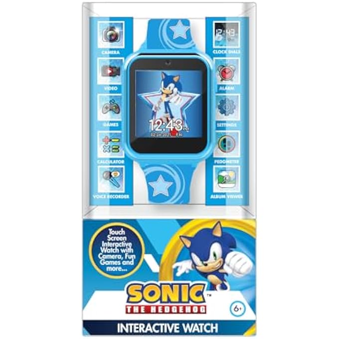 rayihni Kids Sega Sonic The Hedgehog Blue Educational Touchscreen Smart Watch Toy For Boys, Girls, Toddlers - Selfie Cam, Learning Games, Alarm, Calculator, Pedometer (Model: Snc4133Az) - Image 5