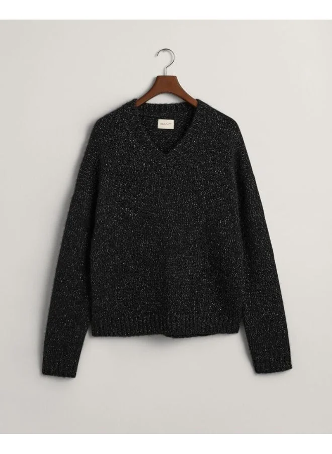 GANT Gant Shiny Alpaca Wool V-Neck Sweater