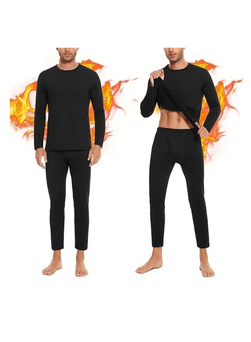 رات سو طقم ملابس داخلية حرارية للرجال، بيجامة حرارية بأكمام طويلة، طقم ملابس داخلية حرارية طويلة للتزلج والتدريب والمشي لمسافات طويلة والرياضات الخارجية - Image 1
