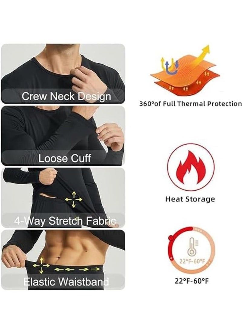 رات سو طقم ملابس داخلية حرارية للرجال، بيجامة حرارية بأكمام طويلة، طقم ملابس داخلية حرارية طويلة للتزلج والتدريب والمشي لمسافات طويلة والرياضات الخارجية - Image 4