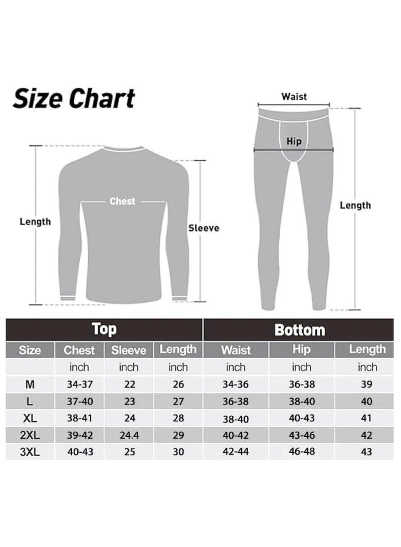 رات سو طقم ملابس داخلية حرارية للرجال، بيجامة حرارية بأكمام طويلة، طقم ملابس داخلية حرارية طويلة للتزلج والتدريب والمشي لمسافات طويلة والرياضات الخارجية - Image 3