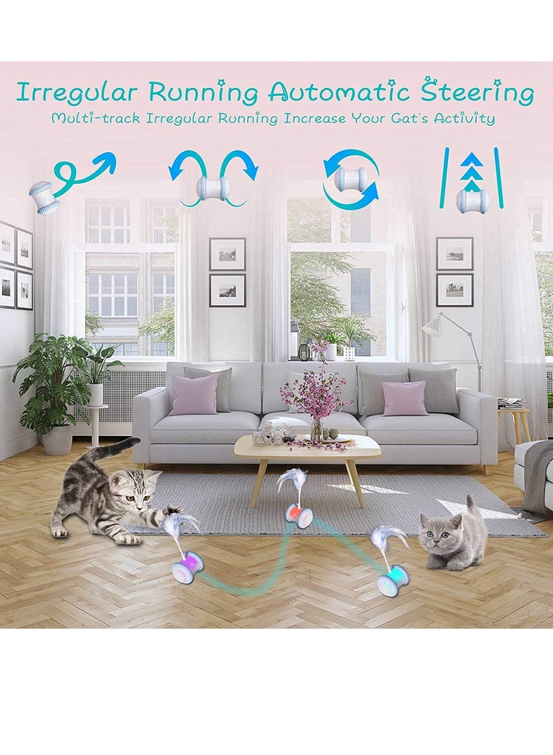Automatic Cat Feather Toy Smart Robotic Interactive Indoor Electronic Pet Toy Auto Manual Motorized Toy 360° Rotating Ball Colorful Light Cat Toys for Cat Mouse Kitten Hunting Exercise - Image 3