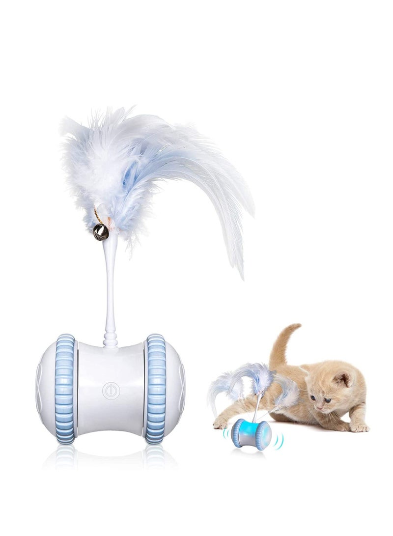 Automatic Cat Feather Toy Smart Robotic Interactive Indoor Electronic Pet Toy Auto Manual Motorized Toy 360° Rotating Ball Colorful Light Cat Toys for Cat Mouse Kitten Hunting Exercise - Image 1