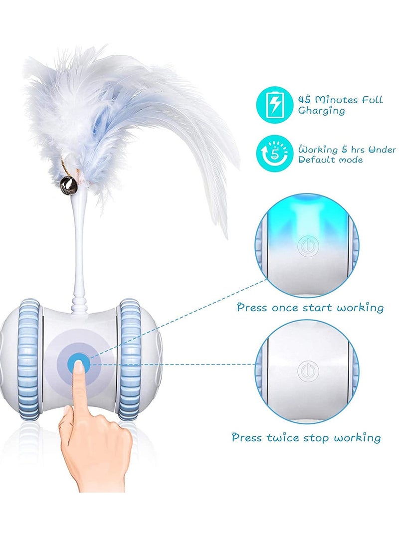 Automatic Cat Feather Toy Smart Robotic Interactive Indoor Electronic Pet Toy Auto Manual Motorized Toy 360° Rotating Ball Colorful Light Cat Toys for Cat Mouse Kitten Hunting Exercise - Image 5