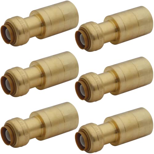 SharkBite 12 Inch x 1 Inch CTS Fitting Reducer Pack of 6 Push to Connect Brass Plumbing Fitting PEX Pipe Copper CPVC PERT HDPE U722LF - Image 1