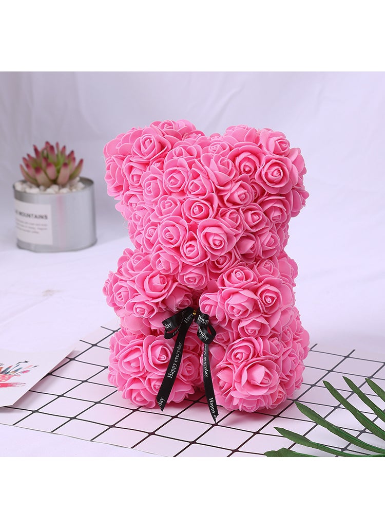 Generic Valentines 25cm Rose Bear Gift Box Medium powder PVC gift box 