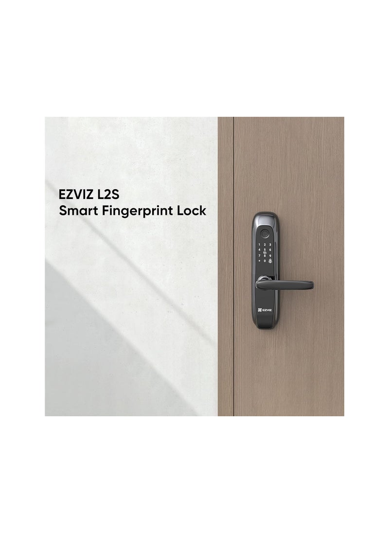 EZVIZ - EZVIZ L2S Smart Fingerprint Lock, Keyless Lock with Four Unlocking Ways, Real-time Mobile Alerts, Built-in Electronic Doorbell, Tamper Proof Alarm, Low Battery Warning, Easy User Management - Image 1