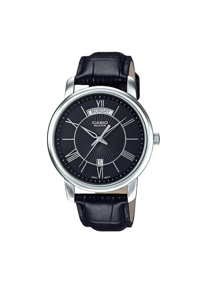 كاسيو Women's Analog Display Watch With Black Leather Strap - BEM-152L-1AVDF