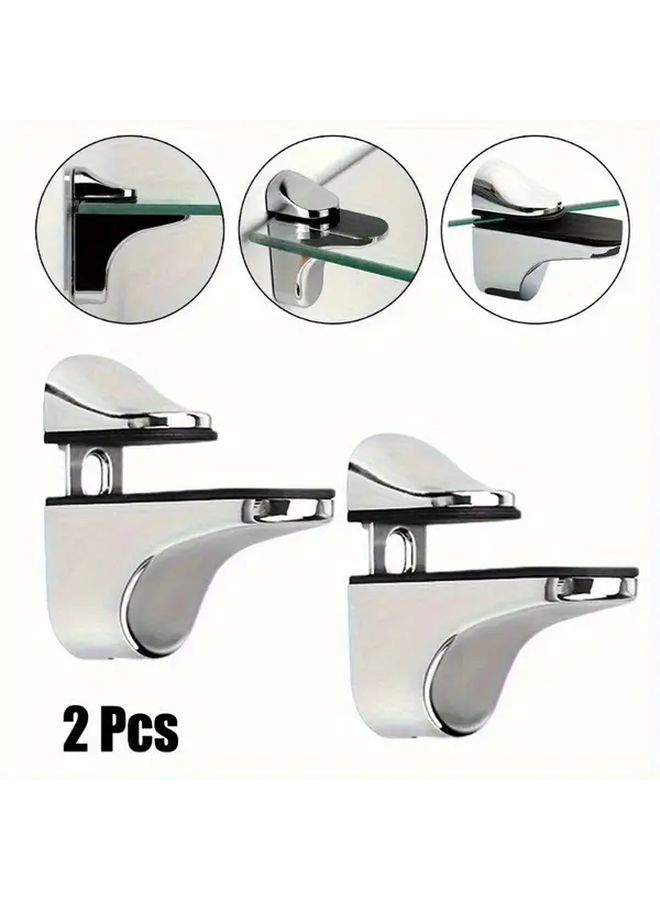 4Pcs Heavy Duty Shelf Brackets Adjustable For 3 21mm Glass Wood Shelves Polished Chrome - Image 4