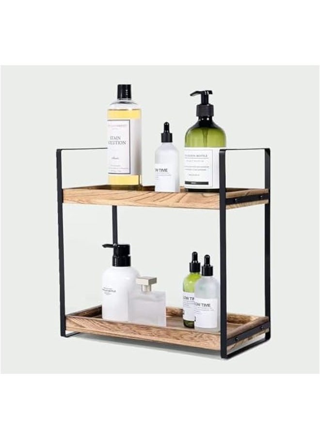 TRASSLE Bathroom Counter Organizer,Wooden Bathroom Organizer Countertop Storage Shelf,  Perfume Skincare Organizer Cosmetic Holder, Kitchen Spice Rack Bathroom Organizer  - Image 1