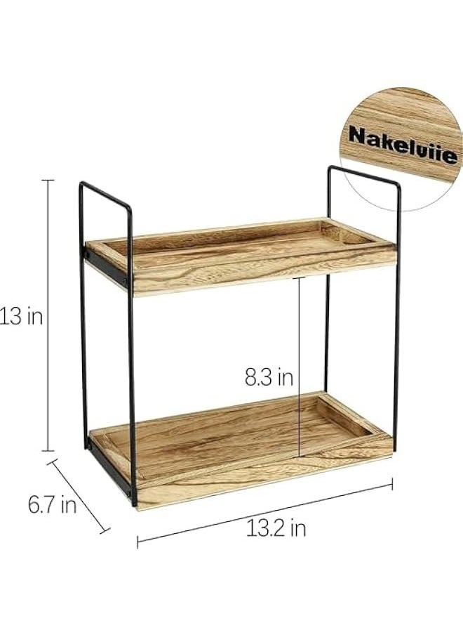TRASSLE Bathroom Counter Organizer,Wooden Bathroom Organizer Countertop Storage Shelf,  Perfume Skincare Organizer Cosmetic Holder, Kitchen Spice Rack Bathroom Organizer  - Image 2