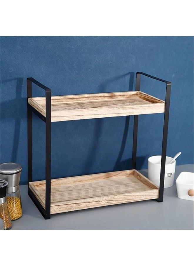 TRASSLE Bathroom Counter Organizer,Wooden Bathroom Organizer Countertop Storage Shelf,  Perfume Skincare Organizer Cosmetic Holder, Kitchen Spice Rack Bathroom Organizer  - Image 3
