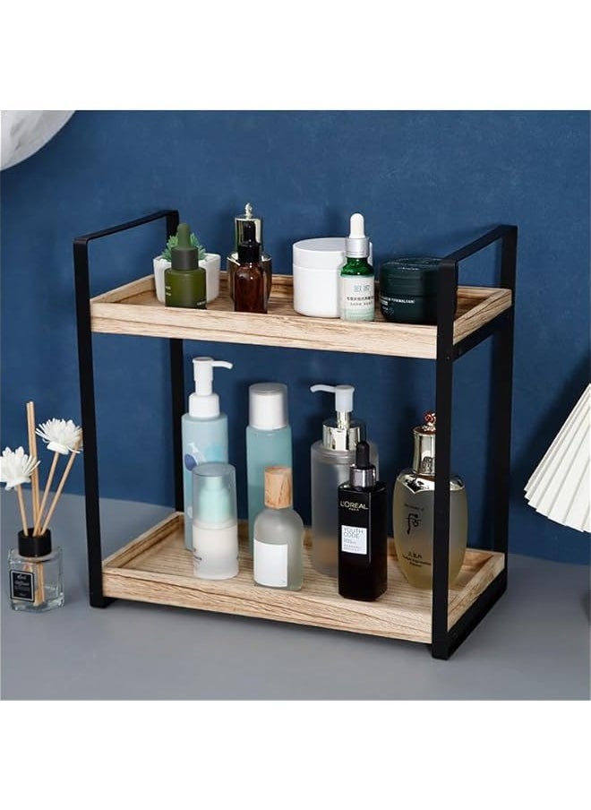 TRASSLE Bathroom Counter Organizer,Wooden Bathroom Organizer Countertop Storage Shelf,  Perfume Skincare Organizer Cosmetic Holder, Kitchen Spice Rack Bathroom Organizer  - Image 4