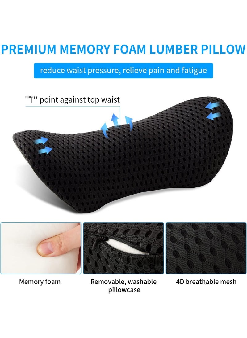 Lumbar Pillow, Memory Foam Lumbar Support Pillow for Office Chair and Car Seat, Back Support Pillow for Lower Back Pain Relief, Support Cushion Back Pillow for Sleeping, Driving(Black) - Image 2