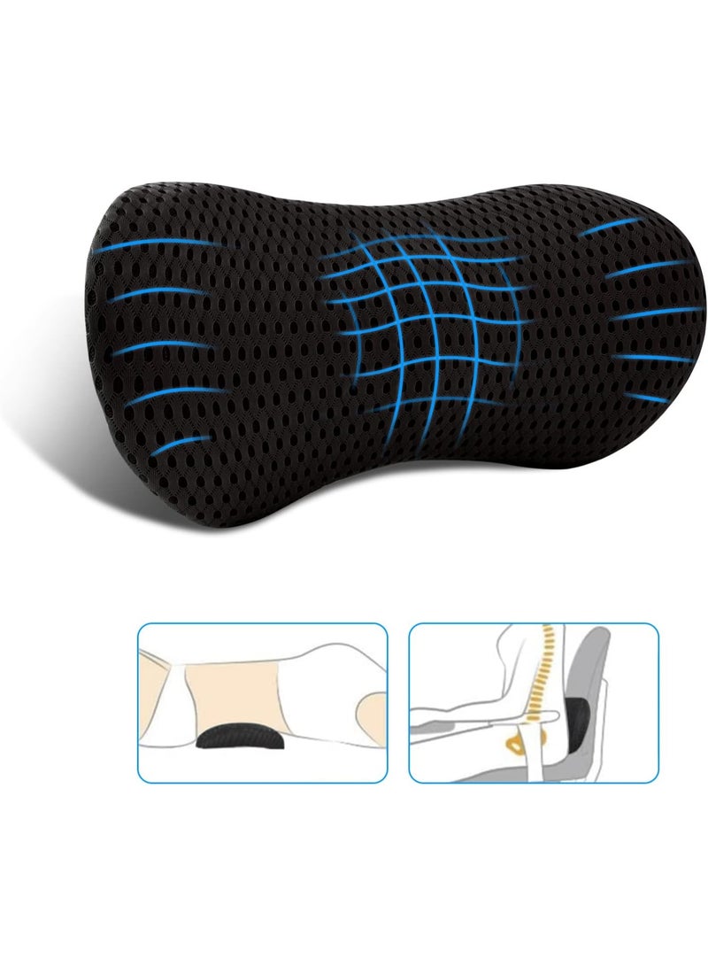 Lumbar Pillow, Memory Foam Lumbar Support Pillow for Office Chair and Car Seat, Back Support Pillow for Lower Back Pain Relief, Support Cushion Back Pillow for Sleeping, Driving(Black) - Image 1