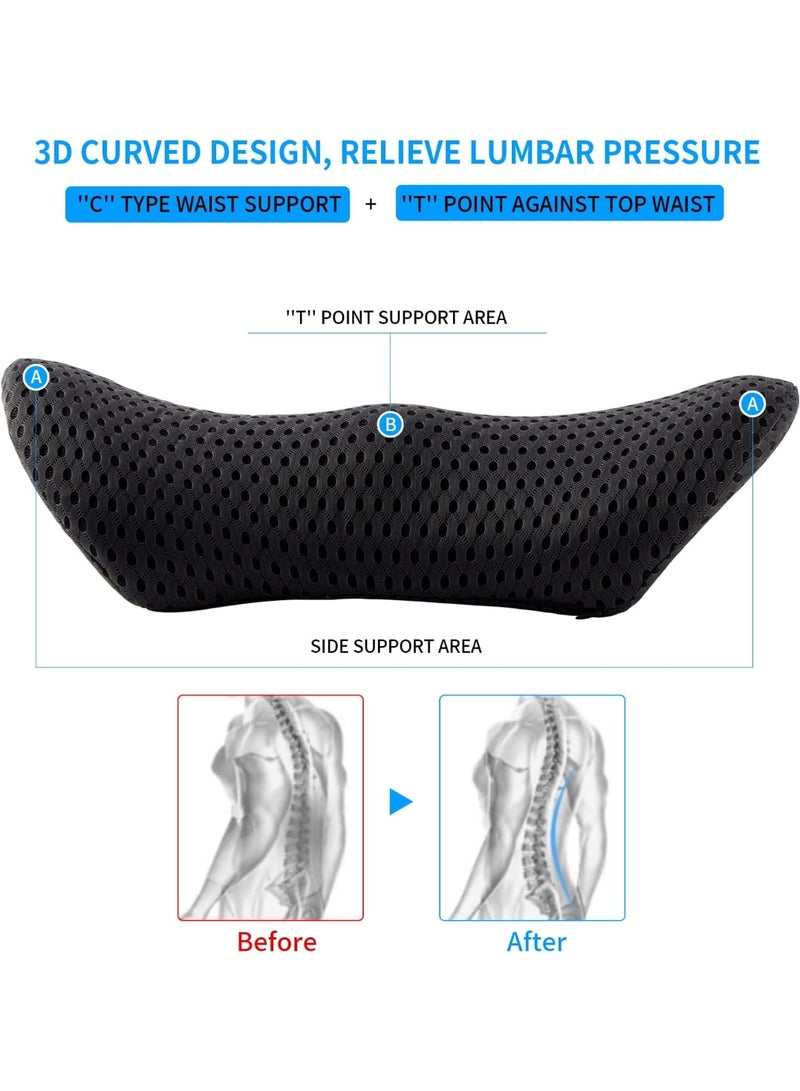 Lumbar Pillow, Memory Foam Lumbar Support Pillow for Office Chair and Car Seat, Back Support Pillow for Lower Back Pain Relief, Support Cushion Back Pillow for Sleeping, Driving(Black) - Image 3