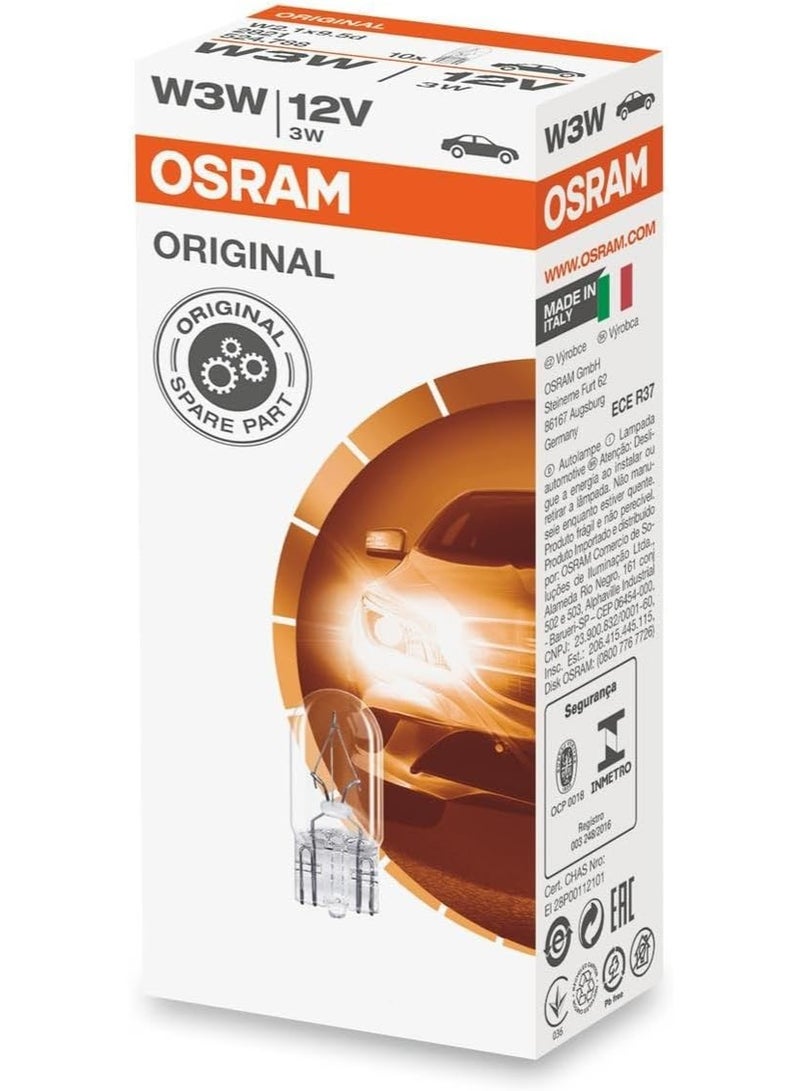 Osram Automotive 2821 Original Lamps with Glass Wedge Bases, 12V, 3W, Set of 10 - Image 1