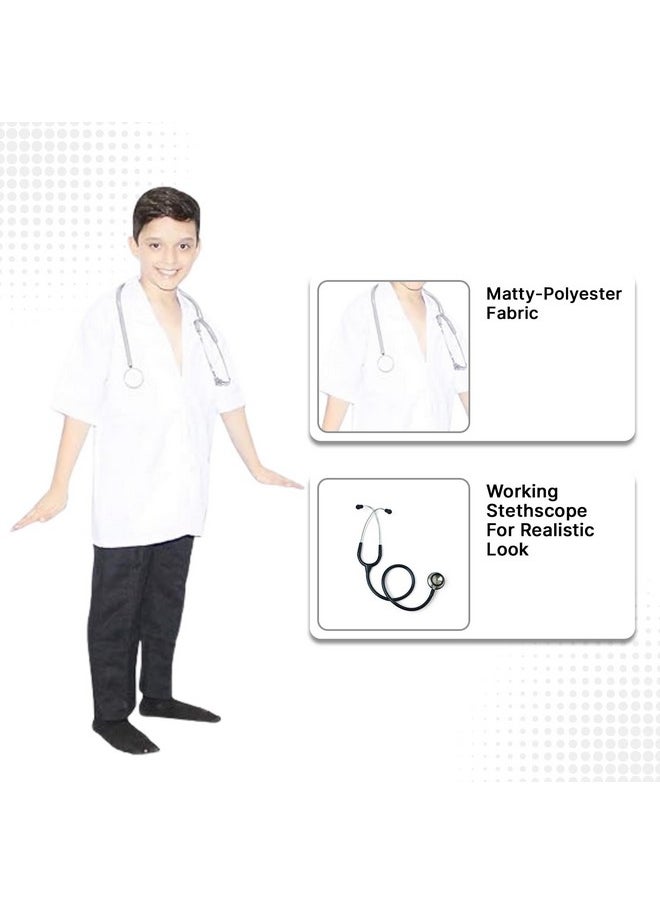 Kaku Fancy Dresses Kaku Fancy Dresses Polyester Our Community Helper Doctor Costume For Kids|Doctor Coat With Stethoscope, Facemask & Toy Injection|Doctor Dress For Boys & Girls - 7-8 Years,white  - Image 4