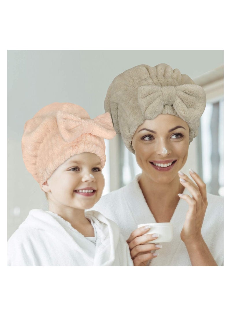 Generic Microfiber Hair Towel Wrap and Shower Cap Set for Quick Drying, Soft Turban for Long, Curly, Thick Hair - 2 Pack  - Image 5