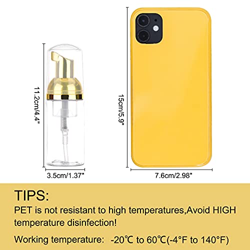 Dming 8 Pcs 1oz 30ml Plastic Foamer Pump Bottle Foam Dispenser Bottles Mini Liquid Foaming Bottles for Refillable Travel Hand Soap Foaming,Shampoo,Castile,Cleaning (Gold+Clear) - Image 2