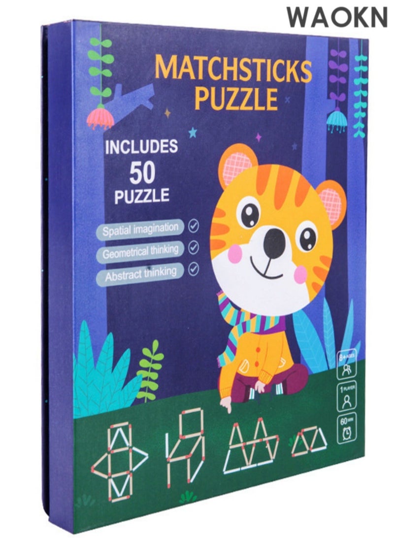 WAOKN Matchstick Thinking Game,Children's Educational Toys Intelligence Mathematical Thinking Matchstick Teaching Aids Mathematical Logic Concentration,Counting Number Blocks and Sticks | Montessori Preschool Learning Educational Counting Toys for Kids| Homeschool Supplies for Math manipulatives - Image 1