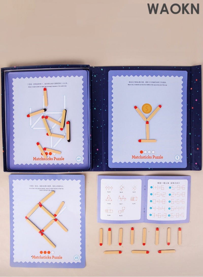 WAOKN Matchstick Thinking Game,Children's Educational Toys Intelligence Mathematical Thinking Matchstick Teaching Aids Mathematical Logic Concentration,Counting Number Blocks and Sticks | Montessori Preschool Learning Educational Counting Toys for Kids| Homeschool Supplies for Math manipulatives - Image 2