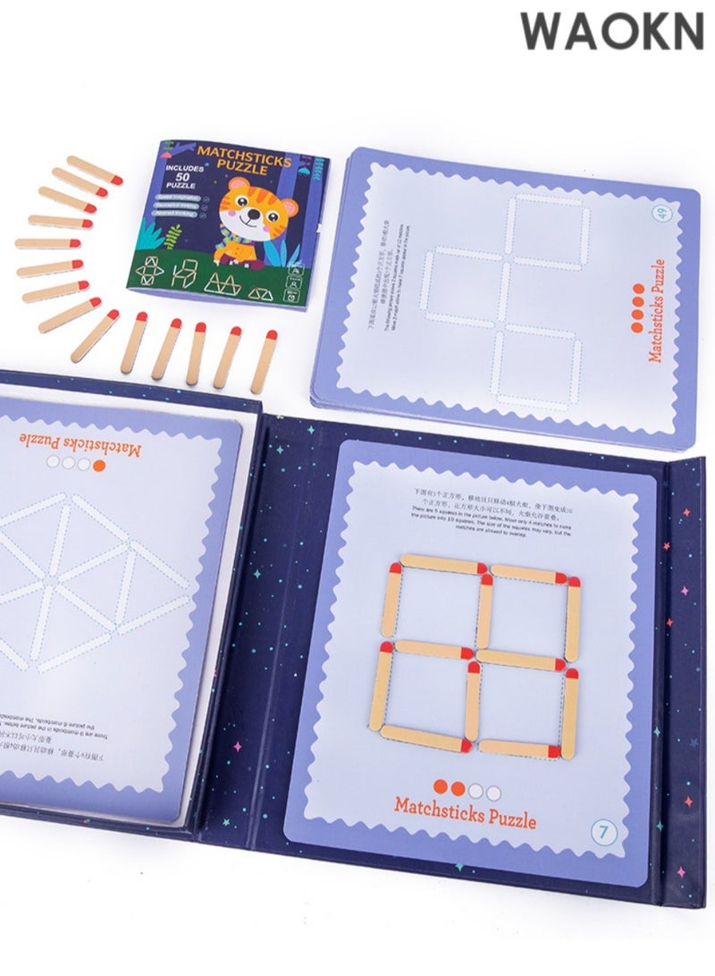 WAOKN Matchstick Thinking Game,Children's Educational Toys Intelligence Mathematical Thinking Matchstick Teaching Aids Mathematical Logic Concentration,Counting Number Blocks and Sticks | Montessori Preschool Learning Educational Counting Toys for Kids| Homeschool Supplies for Math manipulatives - Image 4