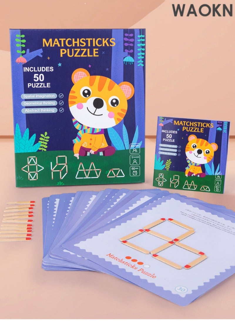 WAOKN Matchstick Thinking Game,Children's Educational Toys Intelligence Mathematical Thinking Matchstick Teaching Aids Mathematical Logic Concentration,Counting Number Blocks and Sticks | Montessori Preschool Learning Educational Counting Toys for Kids| Homeschool Supplies for Math manipulatives - Image 5