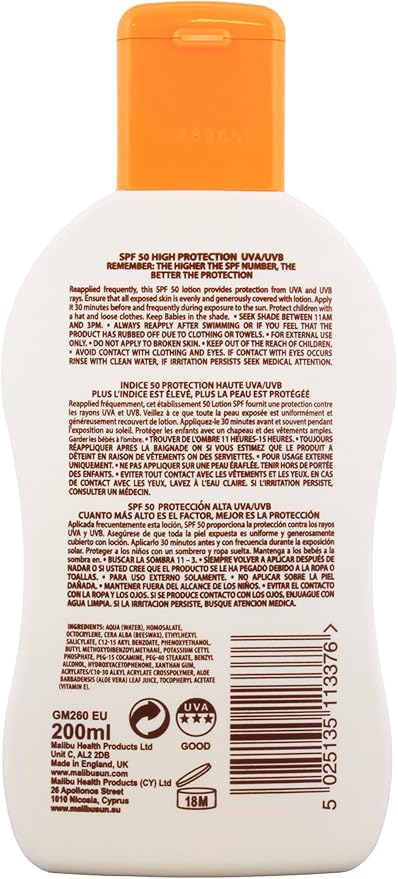 Malibu كريم الشمس مالibu SPF 15 لوشن حماية متوسطة مقاوم للماء غني بالفيتامينات 100 مل - Image 2