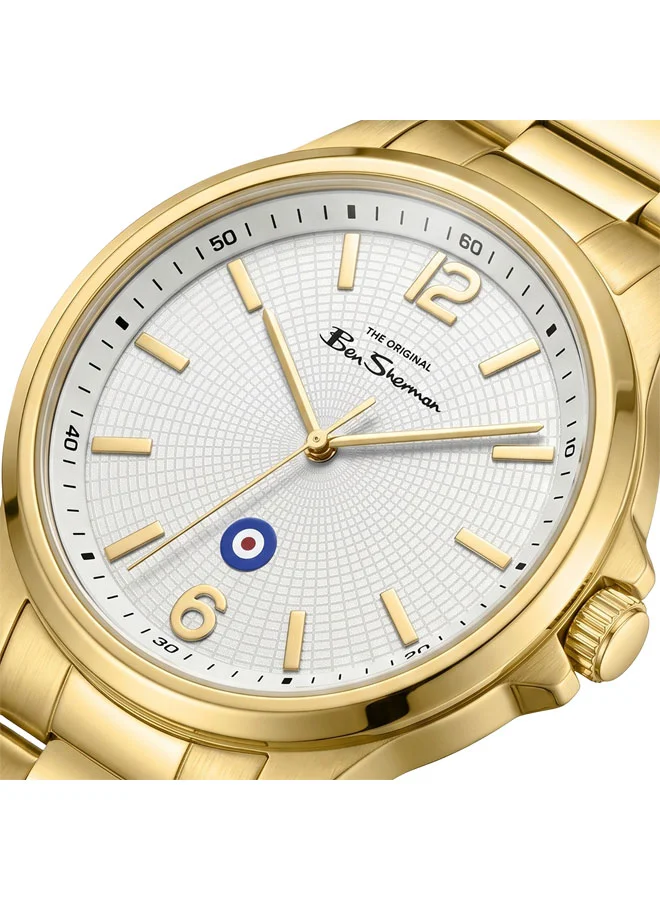 بين شيرمان Westminster White Dial Gold Stainless Steel Bracelet Analog Watch for Men, 43mm