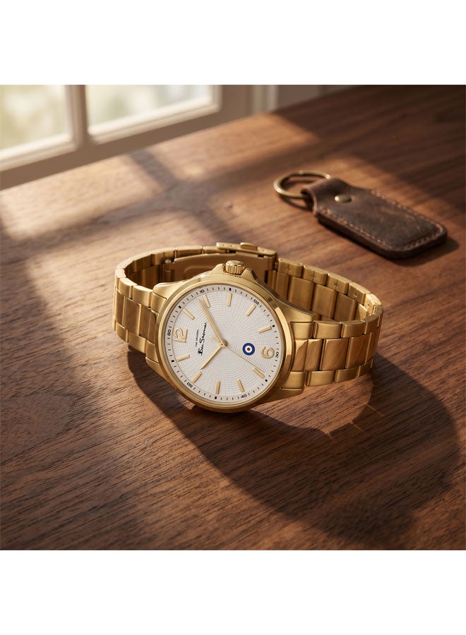 Ben Sherman Westminster White Dial Gold Stainless Steel Bracelet Analog Watch for Men, 43mm - Image 4
