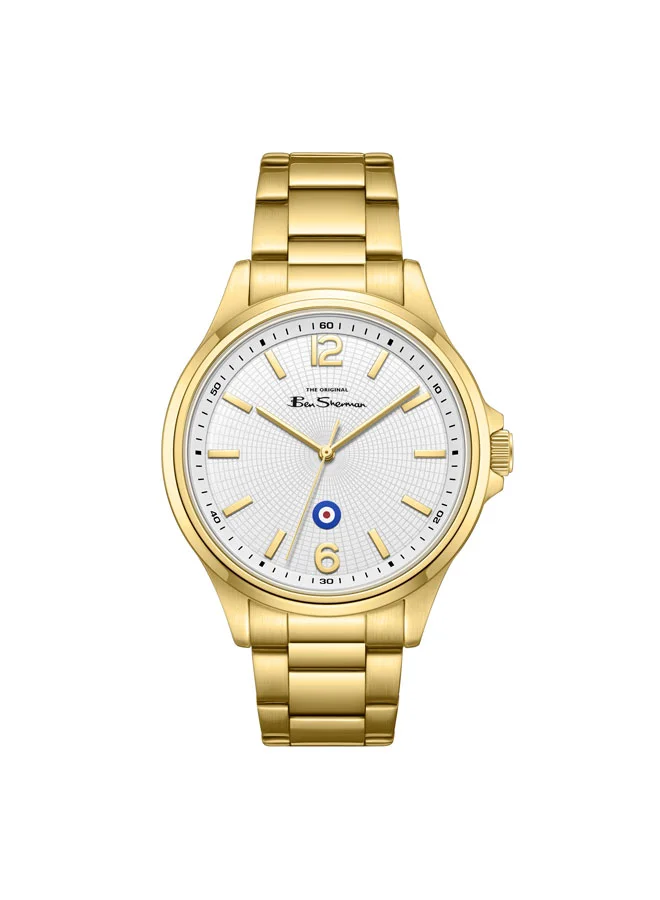 بين شيرمان Westminster White Dial Gold Stainless Steel Bracelet Analog Watch for Men, 43mm
