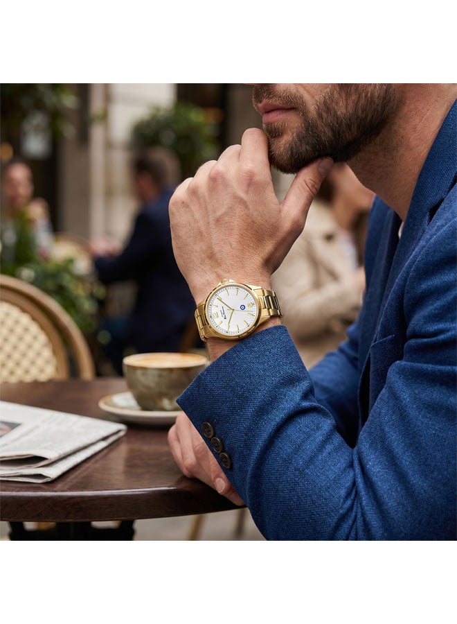 Ben Sherman Westminster White Dial Gold Stainless Steel Bracelet Analog Watch for Men, 43mm - Image 5