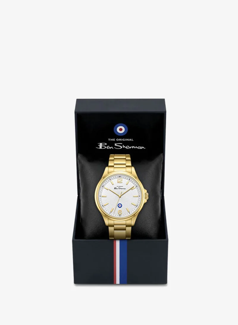 Ben Sherman gold Westminster White Dial Gold Stainless Steel Bracelet Analog Watch for Men, 43mm for Men | Best Price UAE