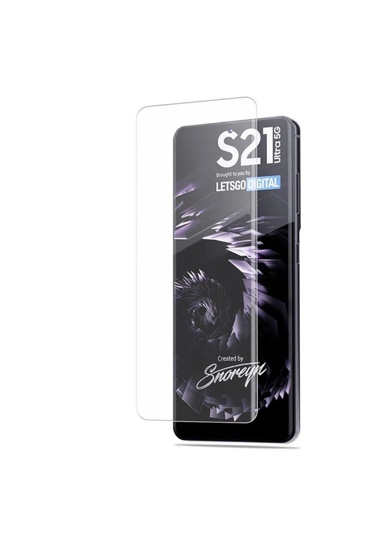 Generic For Samsung S21 Ultra screen Protector Nano Optics Curved Liquid Full Glue Glass with UV light Dryer Fingerprint unlock fast- Clear  - Image 1