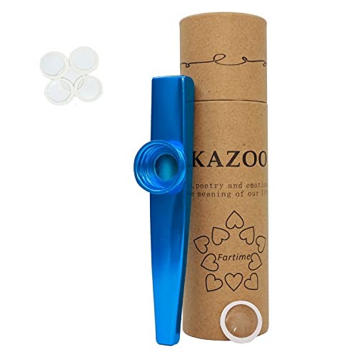 Fartime Blue Exquisite Aluminum Alloy Kazoo With 5 Kazoo Flute Diaphragms And A Beautiful Gift Box-Musical Instruments.(blue)… - Image 1