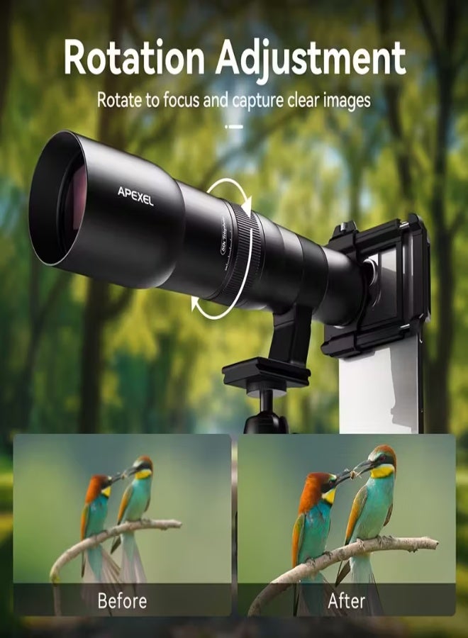 Apexel 50X Mobile Phone Monocular – HD Telephoto Lens with 55.5mm Objective, Tripod & Phone Clip, Aluminum Alloy, Large Field of View, Professional Lens for Stargazing, Concerts, Wildlife Observation, Compatible with iPhone & Other Smartphones - Image 4