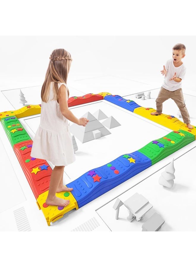 MOCUTEEN Kids Balance Beam Toddler Stepping Stones Max Load 220LBS 12 PCS Non-Slip Textured Surface & Rubber Pads Bottom Promote Agility Coordination Five Star Pattern - Image 5