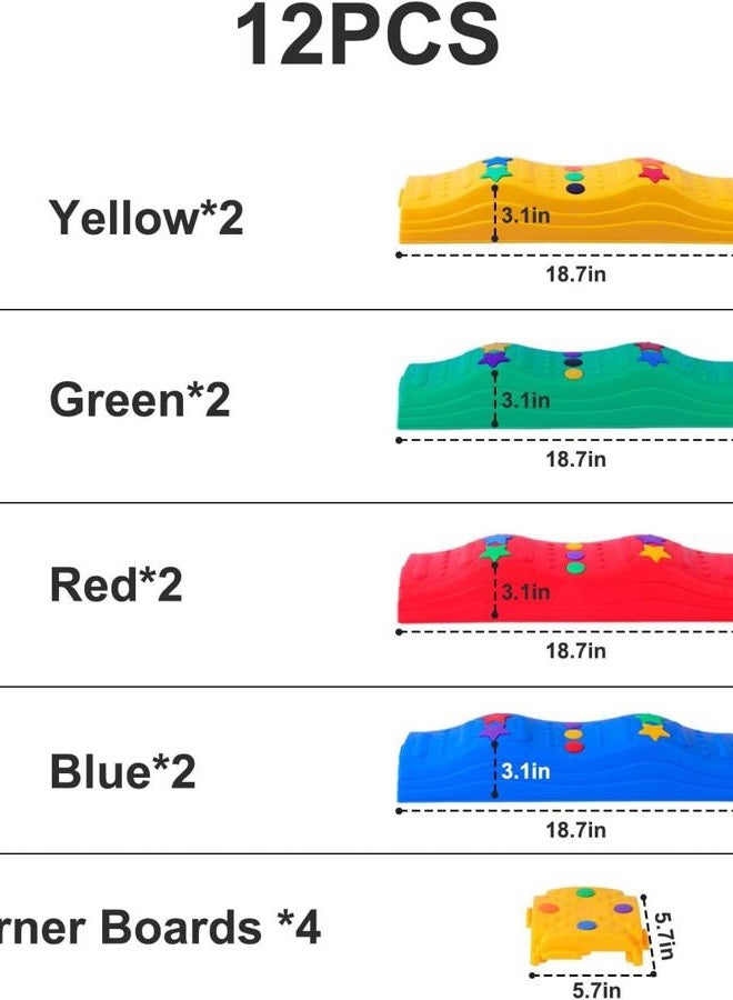 MOCUTEEN Kids Balance Beam Toddler Stepping Stones Max Load 220LBS 12 PCS Non-Slip Textured Surface & Rubber Pads Bottom Promote Agility Coordination Five Star Pattern - Image 3