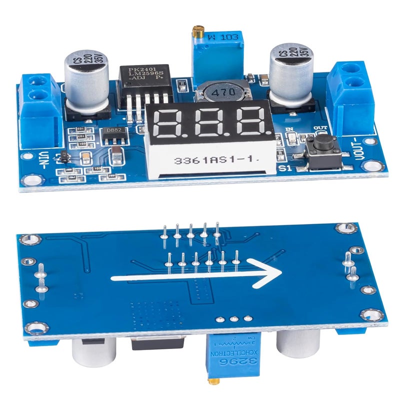 JTAREA LM2596 LM2596S DC-DC Buck Converter Voltage Regulator Adjustable 4.0-40V to 1.25-37V 2A Power Supply Module with LED Voltmeter Display (Pack of 2) - Image 5