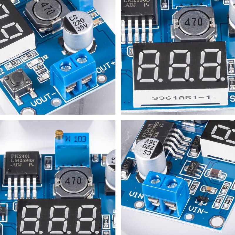 JTAREA LM2596 LM2596S DC-DC Buck Converter Voltage Regulator Adjustable 4.0-40V to 1.25-37V 2A Power Supply Module with LED Voltmeter Display (Pack of 2) - Image 4