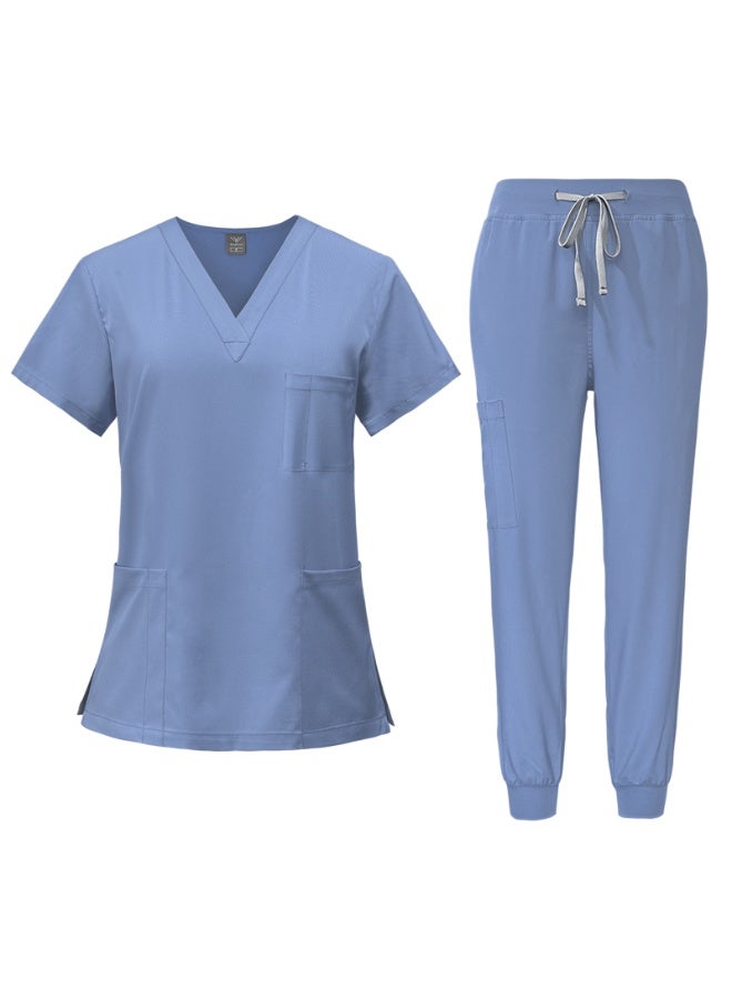 NIBEMINENT Summer Doctor Nurse Uniforms Work Uniforms Beauty SPA Pet Hospital Dental Surgery Hand Wash Gowns Split Suit - Image 1