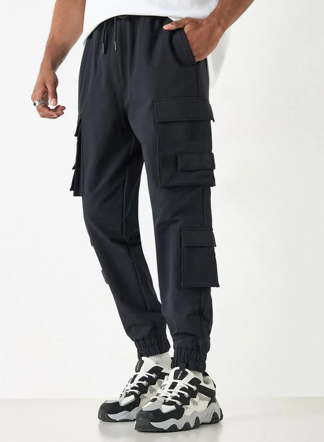 SP Characters Relaxed Fit Cargo Pants with Drawstring Closure and Pockets