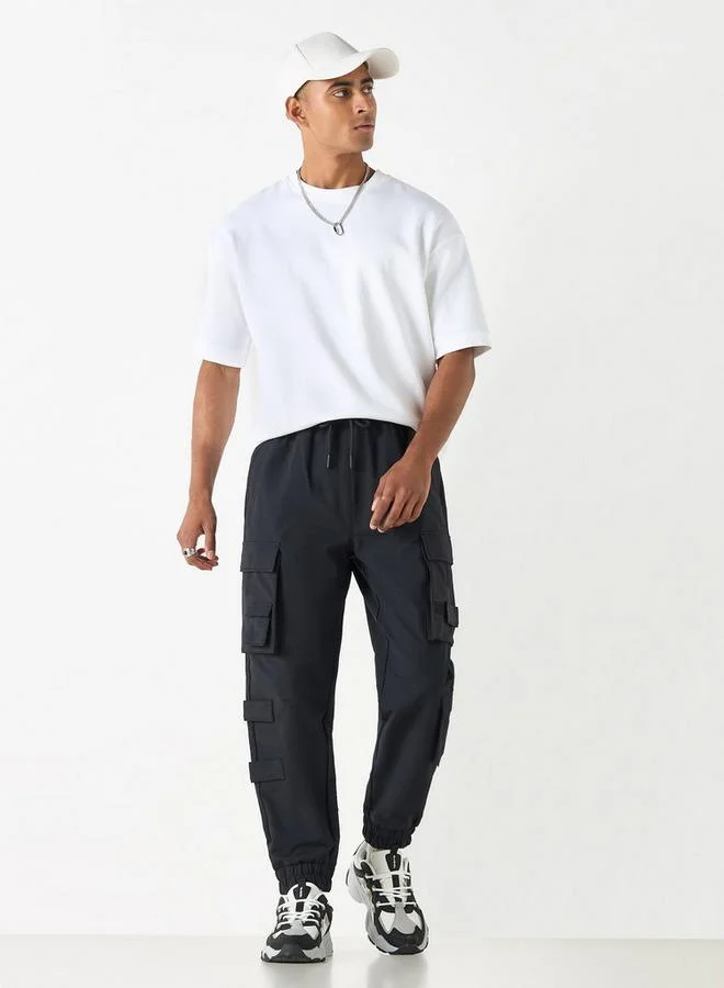 SP Characters Relaxed Fit Cargo Pants with Drawstring Closure and Pockets