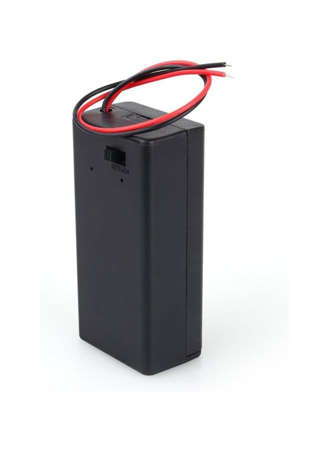9V Volt PP3 Battery Holder Box DC Case w/Wire ON/Off Switch Cover Durable, Red & Black Two Wire Spring Flat Tip DIY