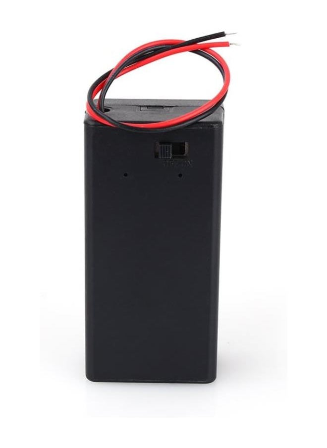 9V Volt PP3 Battery Holder Box DC Case w/Wire ON/Off Switch Cover Durable, Red & Black Two Wire Spring Flat Tip DIY